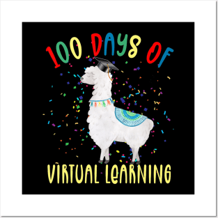 100th Day Of School Llama 100 Days 2021 Virtual Learning Posters and Art